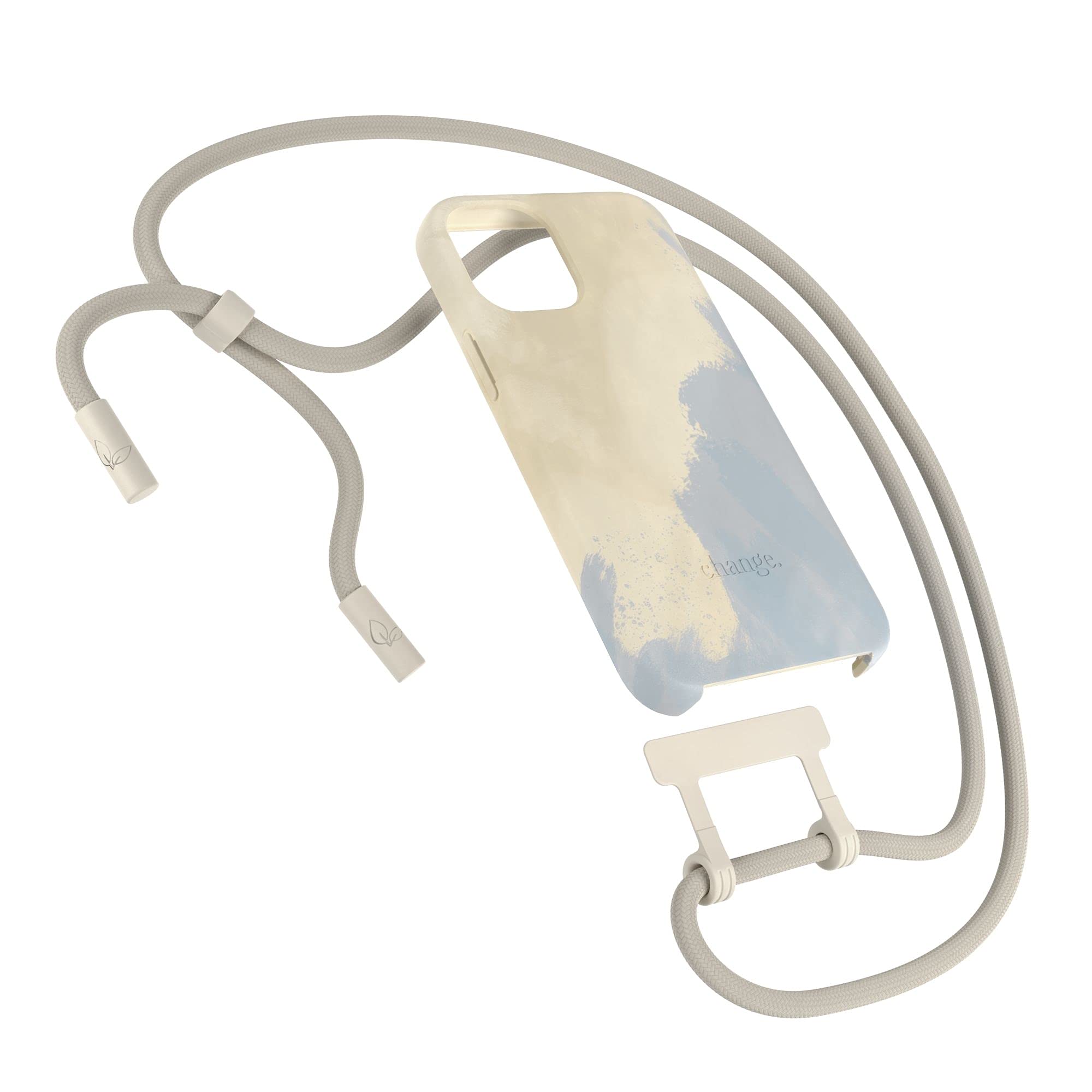 Woodcessories -2 in 1 Phone Case with Lanyard, Compatible with iPhone 11 Case Beige Blue, iPhone XR Case, Lanyard Collar, Detachable & Eco-Friendly Lanyard, Biodegradable - Change Case