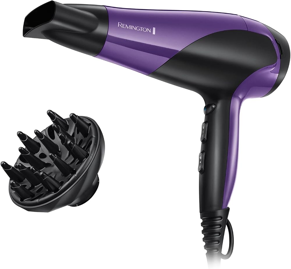 Remington D3190 2200W Ionic Hair Dryer Purple Diffuser Concentrator 3 heat