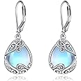 Moonstone Filigree Drop Dangle Teardrop Earrings 925 Sterling Silver Moonstone Leverback Earrings for Women Jewelry Gifts