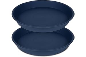 Angde 2 Pack of Plant Saucer 14 inch, Plastic Plant Saucers 14" Round, Flower Trays for Indoors Outdoor, Plant Drip Trays for Pots, Plant Water Tray for Planter 13-15" (14", Blue)