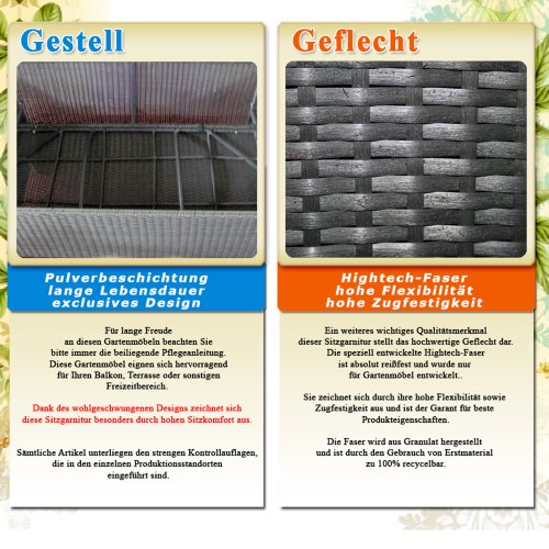 XINRO® 25tlg. Deluxe Lounge Garnitur Set Gruppe Polyrattan Sitzgruppe Gartenmöbel Loungemöbel + 2X Lounge Sessel… – Bild 7