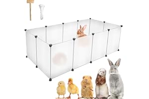 KEYIDE 12 Panels Pet Playpen 16”x12” Plastic Rabbit Cage Small Animal Playpen, Pet Fence Indoor, DIY Enclosure for Guinea Pigs, Bunny, Hamsters, Hedgehogs (Matting)