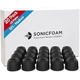 SONICFOAM SF1 Medium - Memory Foam Earbud Tips - 10 Pairs - Black | Fits Earbuds with Speaker Diameter 5.8-6.5mm, One Pair Lasts up to 4 weeks