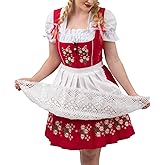 Dirndl Trachten Haus Red Short Bavarian Dirndl Dress Set For Traditional German Oktoberfest