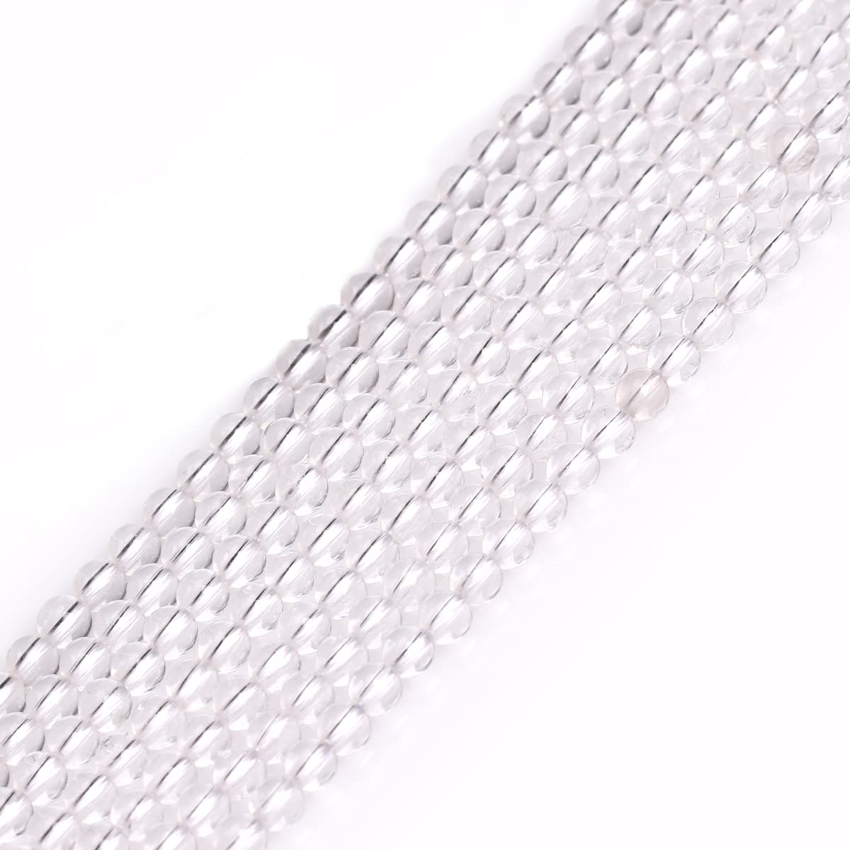 GEM-Inside Natural 4mm White Clear Rock Quartz Crystal Round Gemstone Semi Precious Loose Beads for Jewellery Making 15''