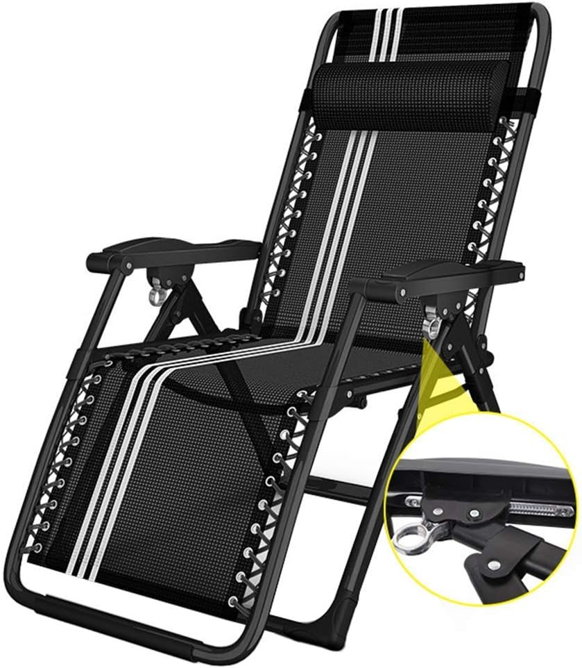 LXD Outdoor Folding Zero Gravity Recliner Chair,Oversized Sun Lounger for Heavy Duty People,Black Bold Square Leg,Support 440Lbs