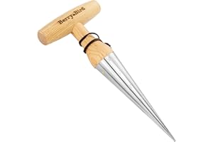 Berry&Bird Hand Dibber – Precision Wood Handle Garden Hole Punch Dibbler Tool for Planting Seeds & Bulbs with 6'' Measuring S