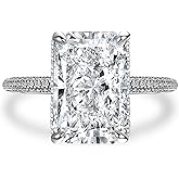Maxinejewelry 4.5CT Elongated Radiant Cut Engagement Ring for Women, 5A CZ Bridal Wedding Promise Ring, S925 Silver Jewelry