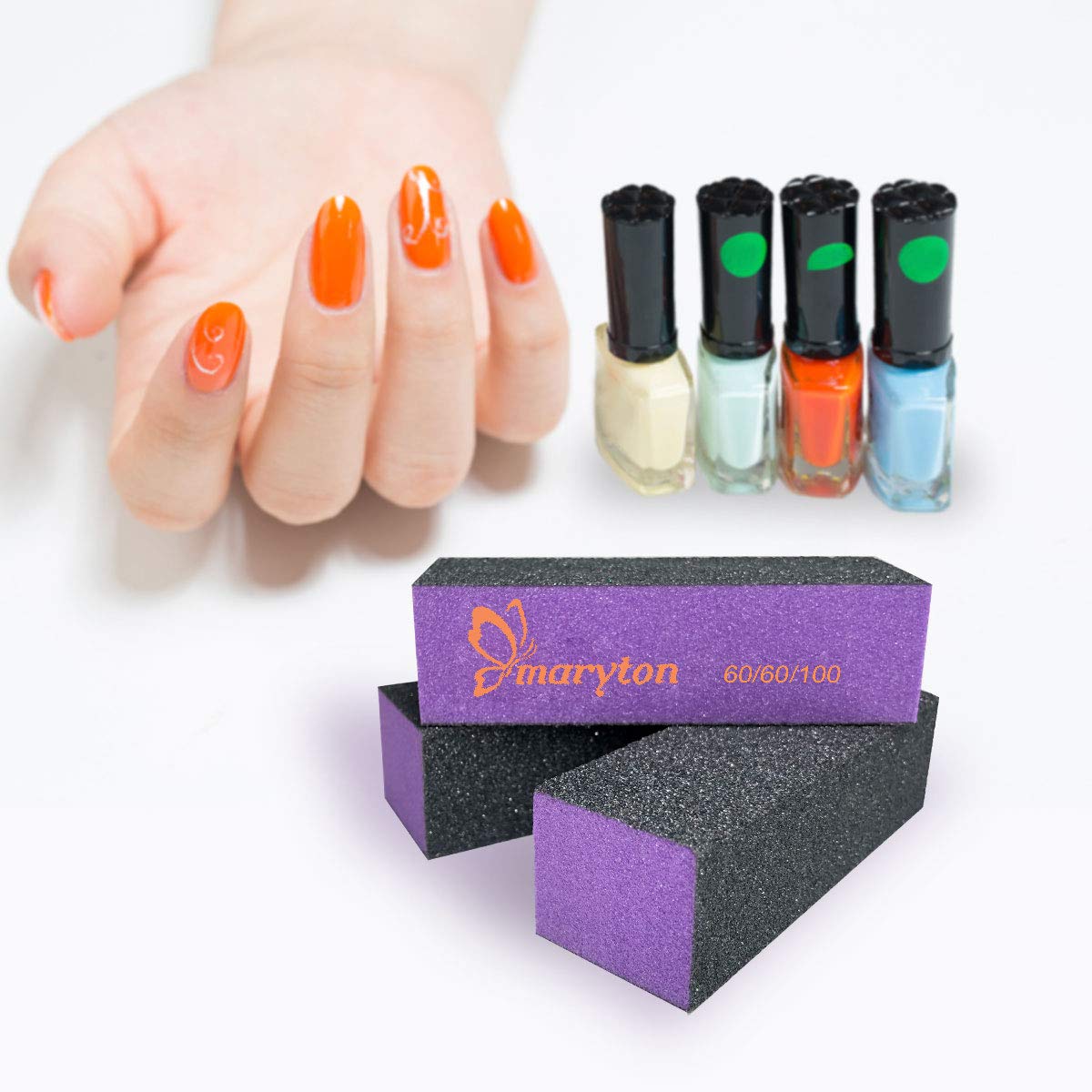 Nail Buffer Sanding Block Polisher Buffing File 60/100 Grit Nail Art Pedicure Manicure Tool 10 PCS (Black Purple) : Beauty