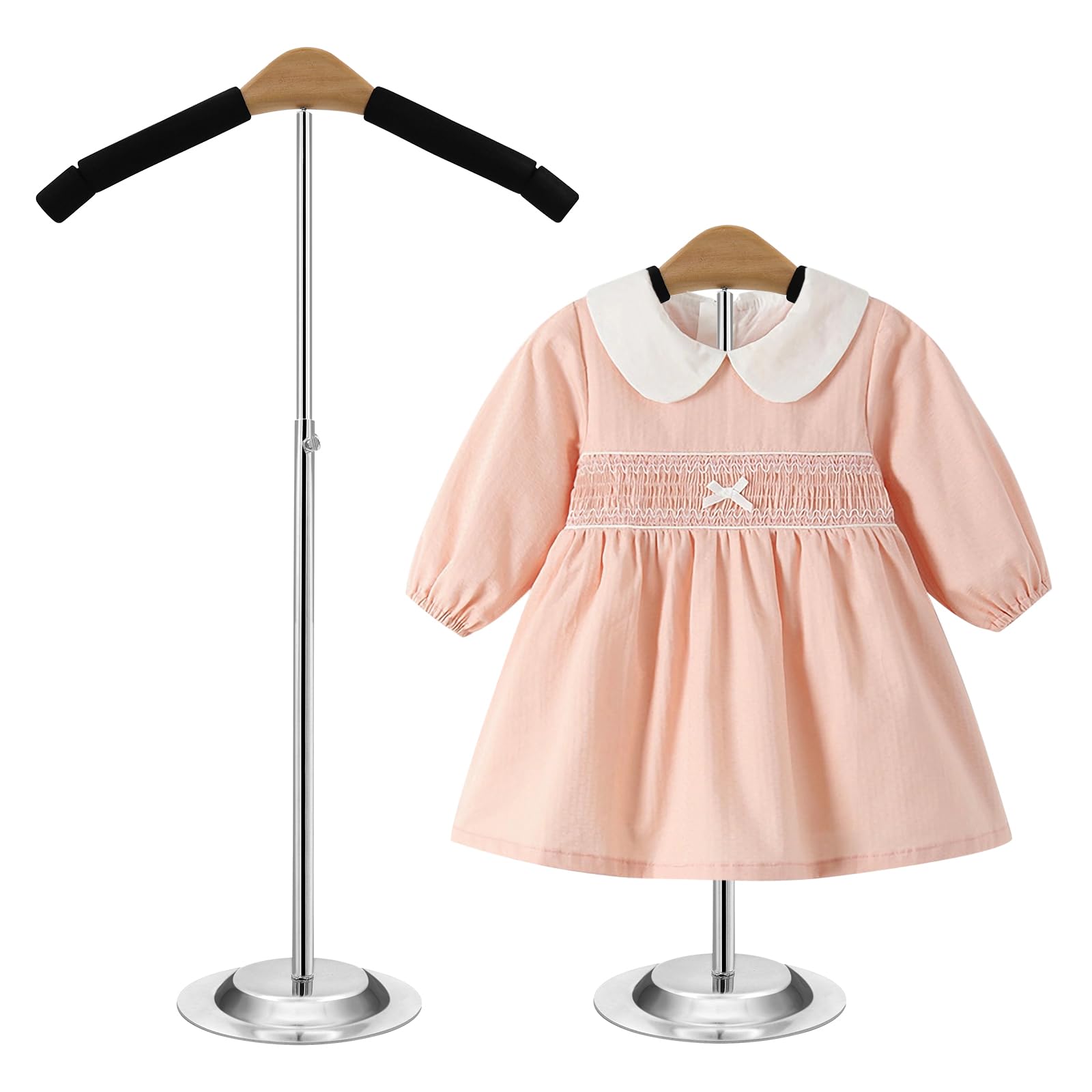 Photo 1 of yuuzue Child T Shirt Display Clothing Racks for Hanging Clothes, Adjustable Clothes Rack Coat Display Rack Clothes Hanger Tshirt Display Stand for Vendors Retailer, Height 16-27.9 Inch