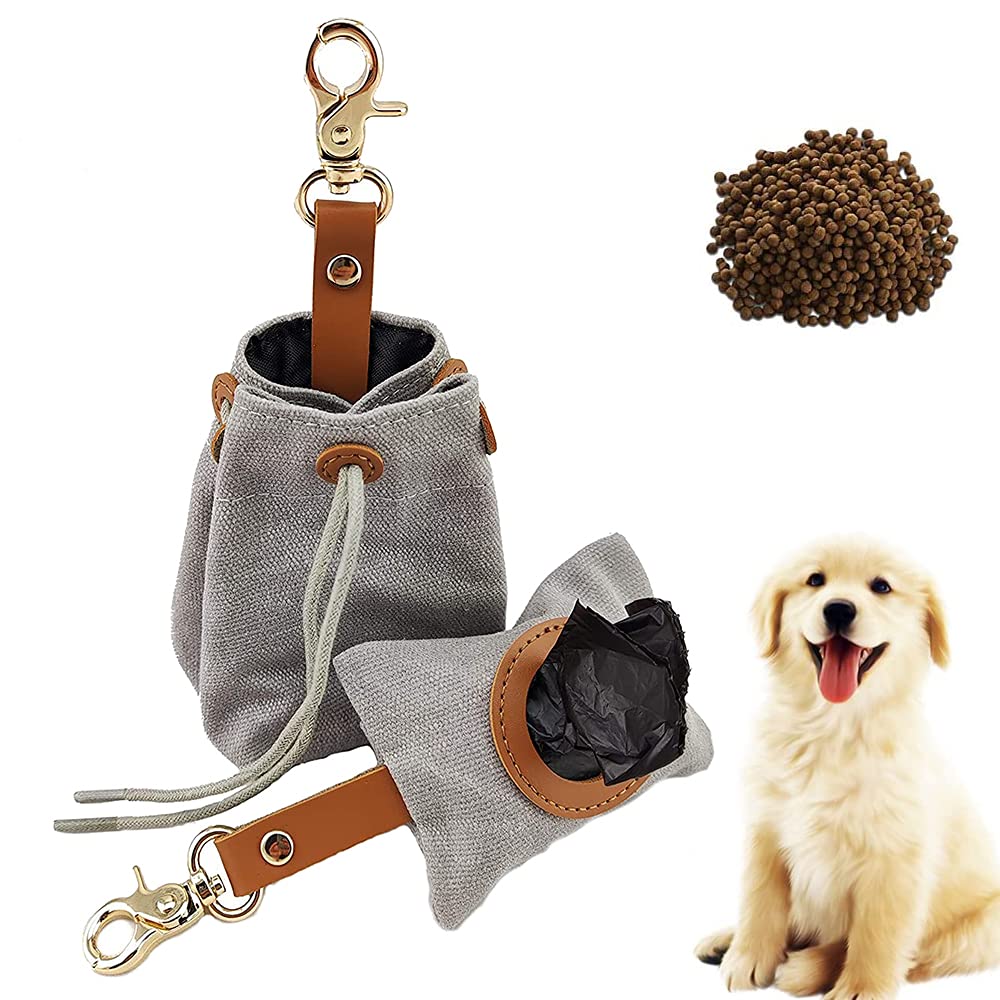 FDDE 1 Set Dog Training Bag, Pet Treat Bag, Dog Training Waist Pouch, Poop Dispenser Bags, Portable Dog Walking Treat Bag, Portable Dog Treat Pouch, for Dog Walking, Running, Hiking (Grey)