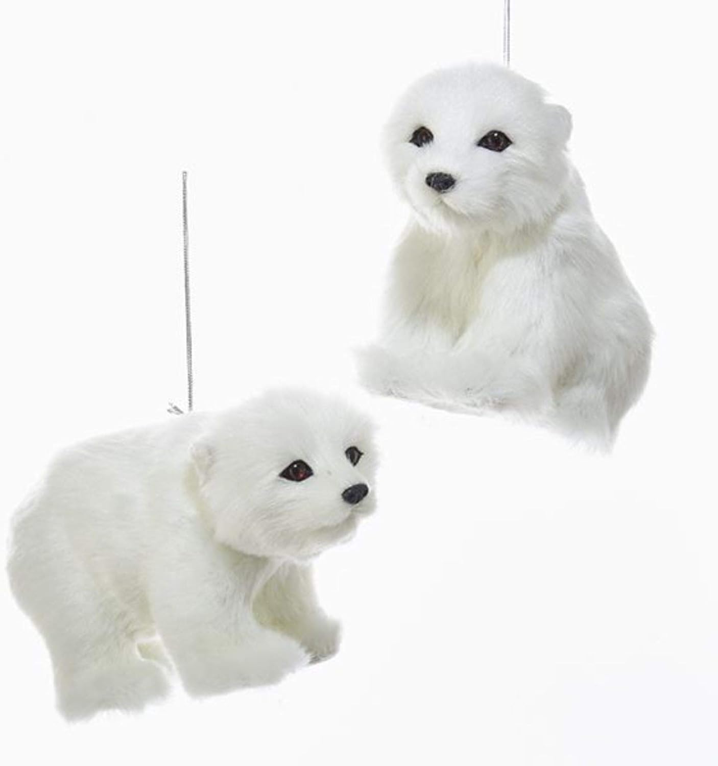 KSA - Pack de 6 Osos Polares de Invierno Blancos para decoración