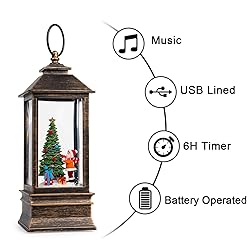 Christmas Snow Globe Lantern Water Glittering