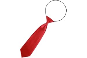 Larrel Boys Red Tie, Pre-Tied Kids Necktie, Adjustable Toddler Tie, Solid Color Ties for Wedding and School Graduation, Clip On Neck Ties for Uniform and Shirt
