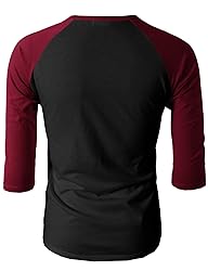 H2H Men's Slim Fit Casual Henley Raglan Baseball