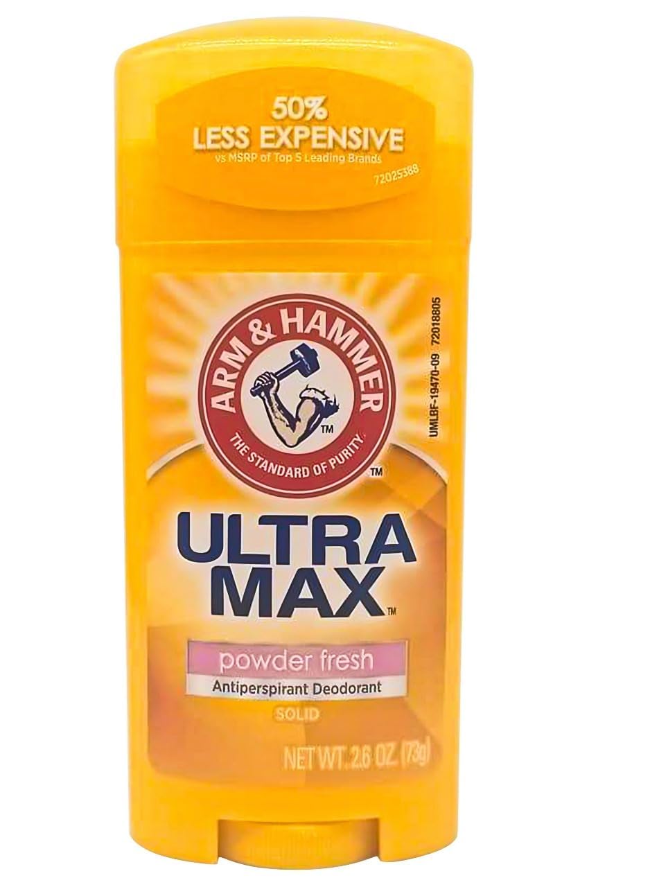 Arm And Hammer Ultramax Deodorant Antiperspirant Invisible Solid, Powder Fresh - 2.6 Oz