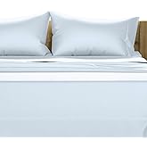 Texas Linen Co. 100% Egyptian Cotton Queen Sheets Set - Luxury 1500 Thread Count Egyptian Cotton Sheets Queen Size Bed Set, 17" Deep Pocket, Soft, Cooling Sateen Hotel Quality Bedding Set - Light Blue