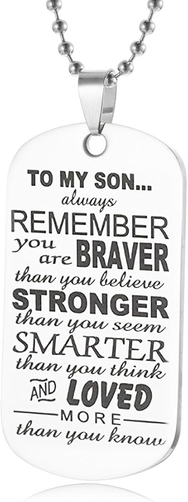 dog tag necklace for son from mom
