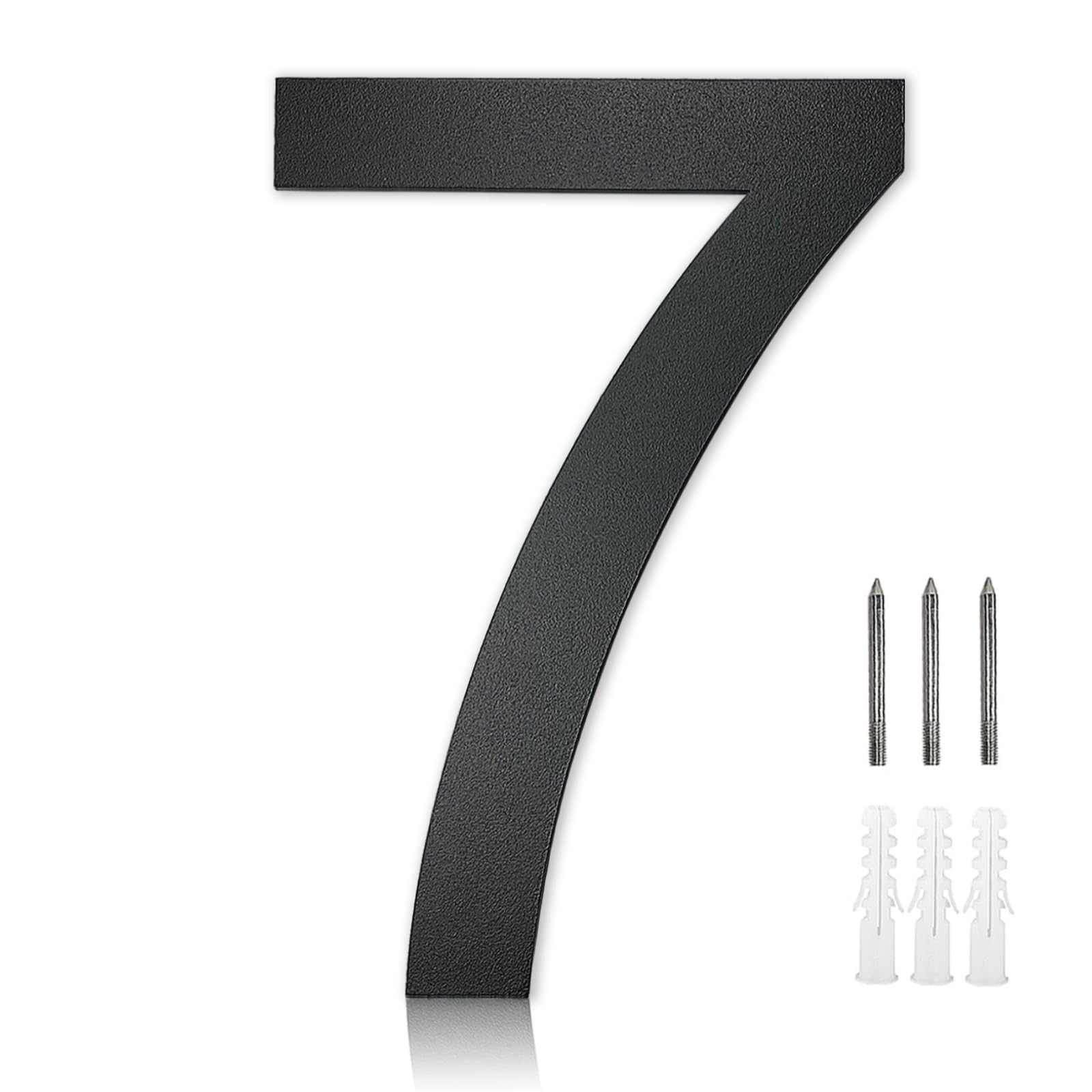 MOLVCE 8 inch Large House Number for Outside Floating, Anthracite Solid Stainless Steel RAL 7016 Anthracite Door Number Fine Structure Powder Coated, Sign Screw On, Font Arial - Number 7