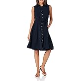 Sharagano Womens Sleeveless Button Front Shirt Dress with Sweep