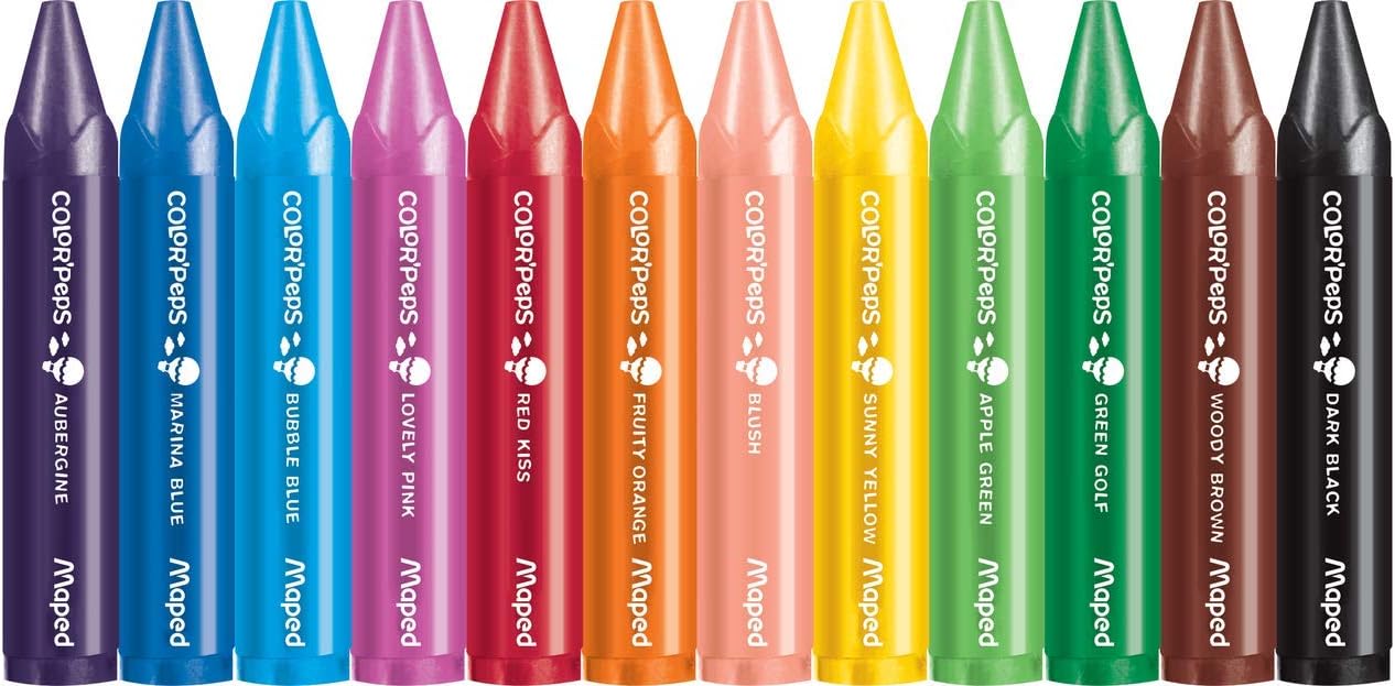 Maped Color'Peps My First Jumbo Wax Crayons, Pack of 12 Colours, Art Supplies for children aged 1+, Assorted, 12 count (Pack of 1) - Image 3
