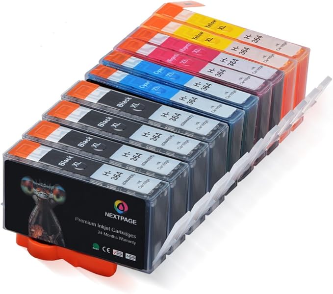 Cartouche Encre Bureau En Gros Cartouches d'encre pour HP 364 XL Pack de 10 Cartouches 4 Noir 6