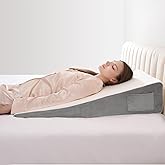 Vekkia 34" Extra-Long Wedge Pillow, Back & Arm Support, Bed Wedge Pillow for Sleeping After Surgery, Acid Reflux, Snoring Relief, Removable Washable Cover & Double Side Pockets, 7.5" Height, White