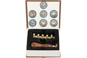 Wax Seal Stamp kit, ANBOSE Starry Animal Wax Seal Stamp Set with 7 PCS Removable Brass Heads and 1 Wooden Handle, Retro Vinta