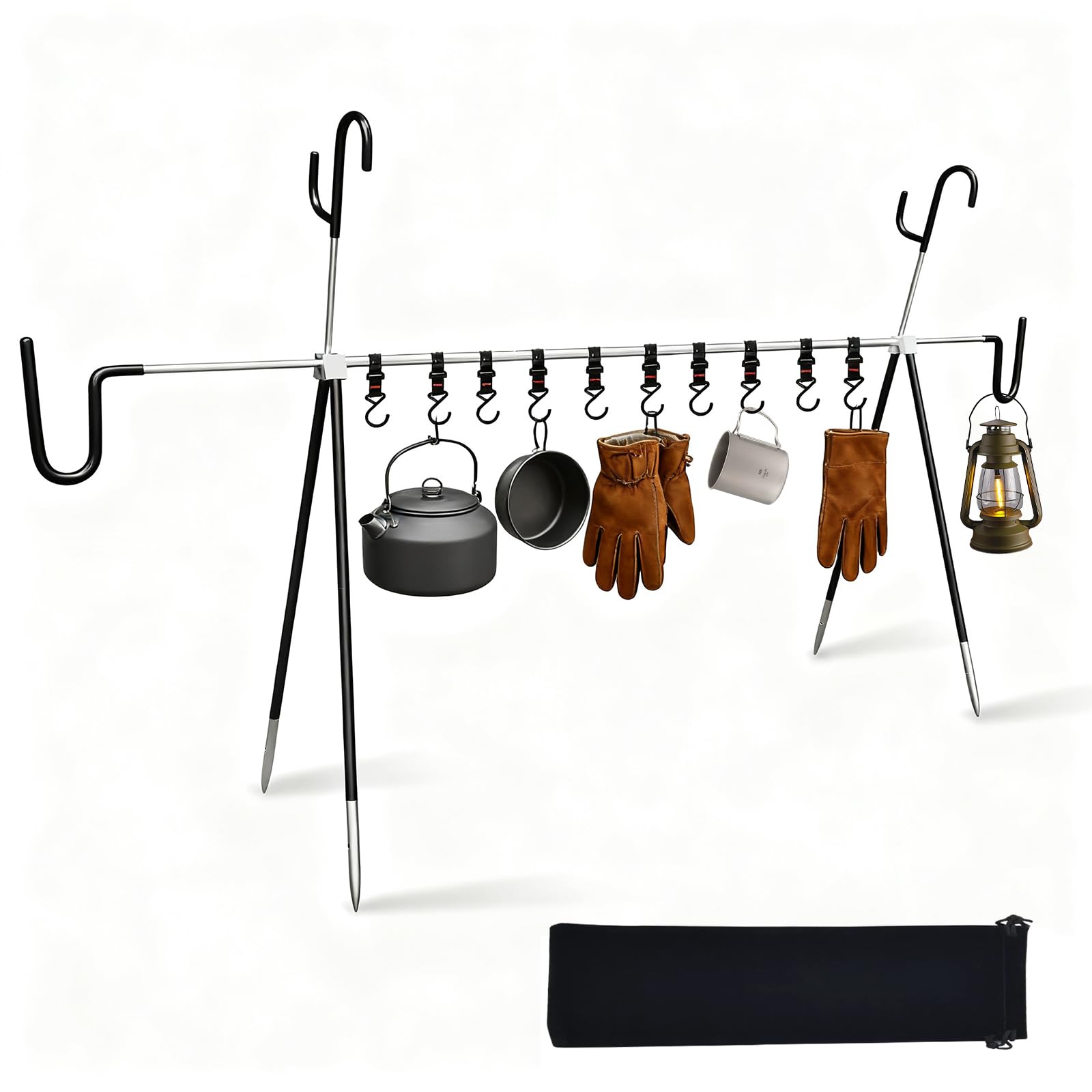 Photo 1 of ZGHKXY Camping Hanging Rack, Foldable Cookware Storage with 10 Hooks, Portable Outdoor Multifunction Camping Folding Rack for BBQ Picnic Outdoor Party