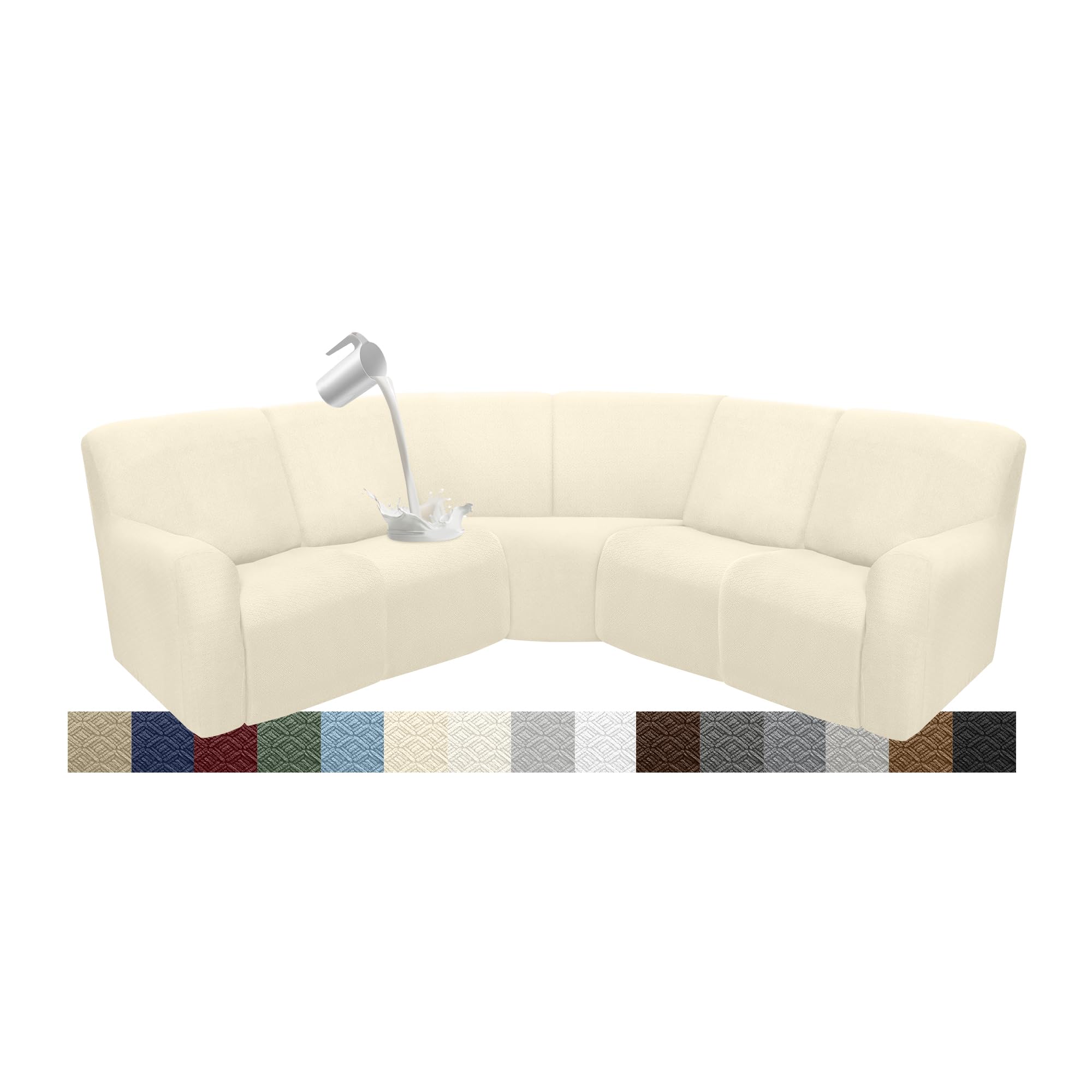 Photo 1 of *STAINED** ROFASVCO Couch Covers for Sectional Sofa Reclining Sectional Couch Covers L Shape Waterproof Washable Recliner Sofa Cover Stretch Corner Recliner Slipcovers (5 Seater Cover, Beige)