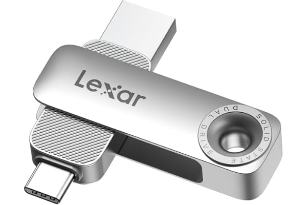 Lexar D50E 128GB Solid State Dual Drive, Up to 400MB/s Read 360MB/s Write | High-Performance USB Flash Drive, USB C&A, Metal Housing Swivel Design, Compatible with iPhone 17, Android, PC