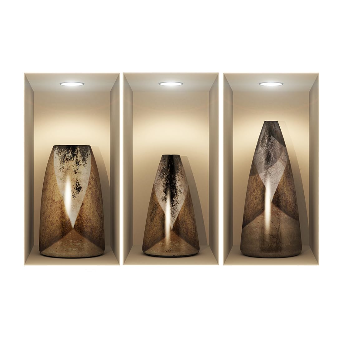 Sticker 3D Effect |Wall Decal Wooden Vases – Wall Paper Decoration Optical Illusion Room and Living Room - 30 x 90 cm