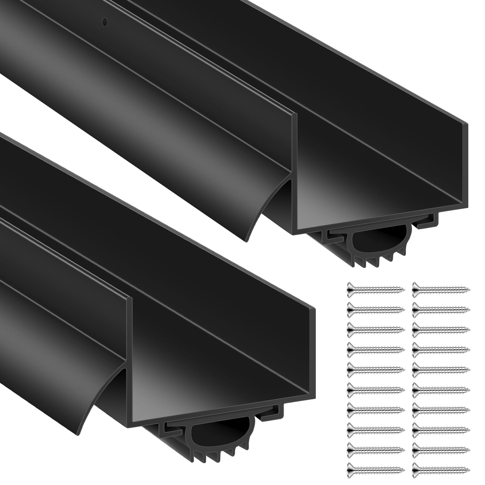 Photo 1 of 2 Pack 1-3/4 x 36 Inch U Shaped Door Bottom Sweep with Drip Cap Weather Stripping Bottom Seal PVC Storm Door Sweep Draft Stopper for Exterior Interior Entry Doors