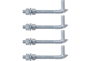 VIVIDA 6" J Bolt Gate Hinge, Chain Link J Bolt Post Hinge with 5/8" Male Pin, Galvanized Steel, Nuts & Washers Included, 4 Pack
