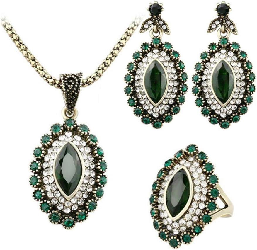 HARLEY BLAKE Conjunto de Joyas Verde Cristal Flor declaración Collar