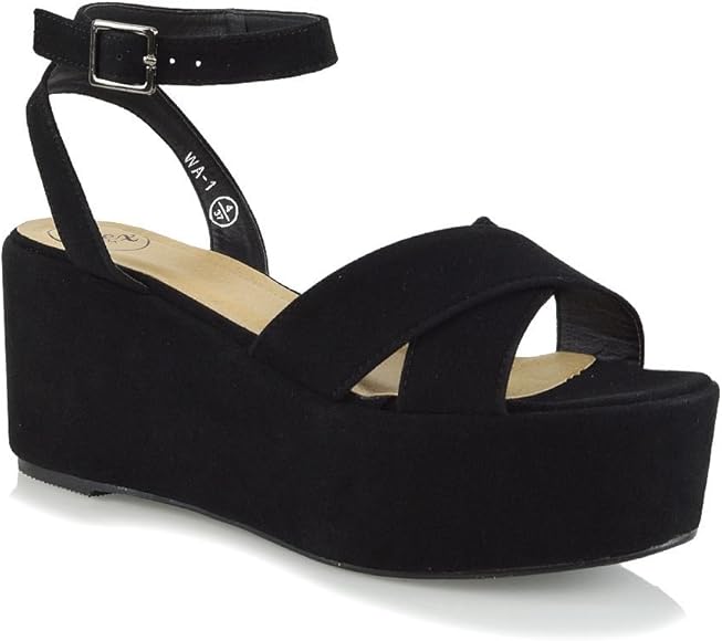 black platform wedge heels