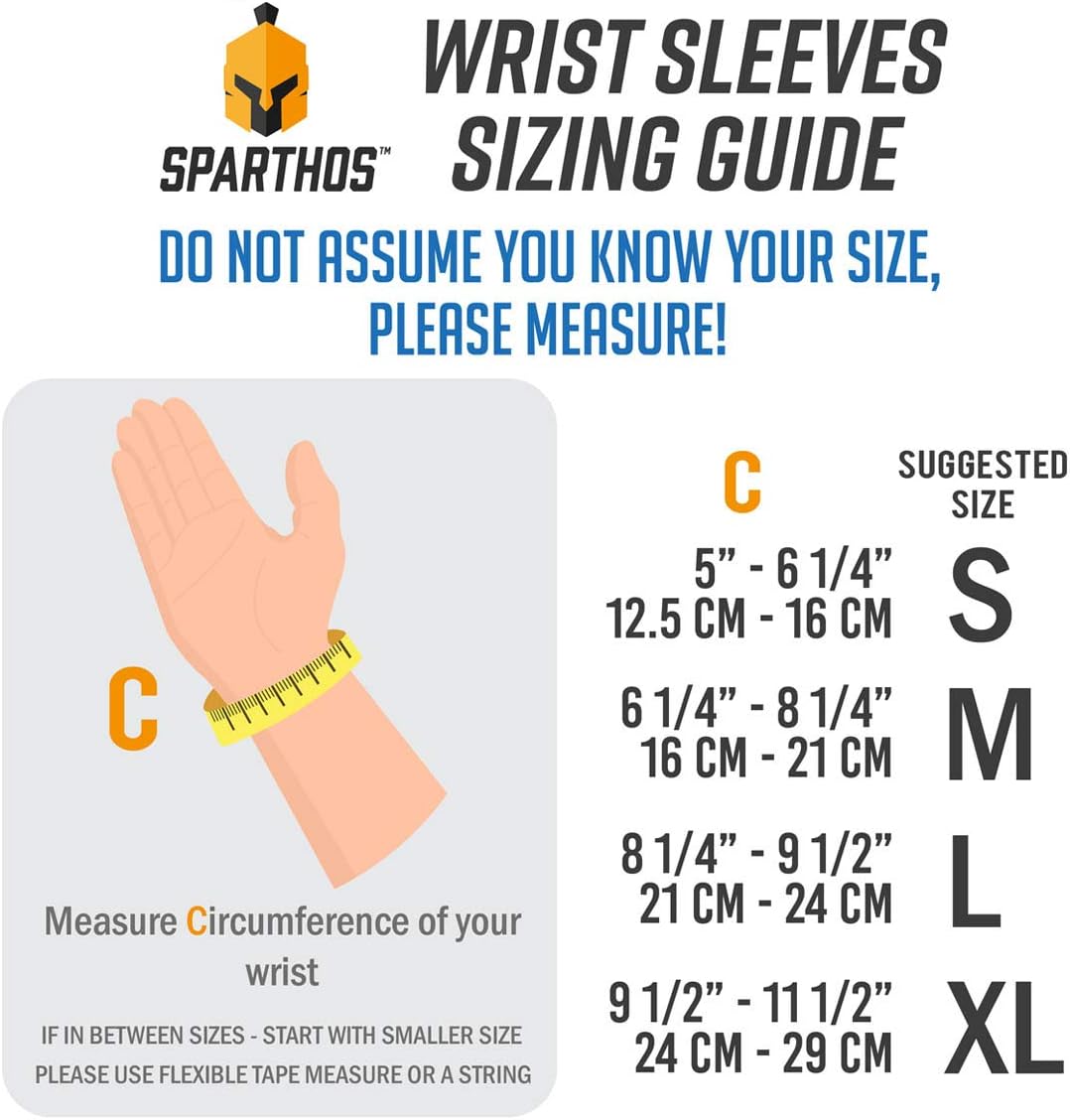 Sparthos Wrist Support Sleeves (Pair) – Medical Compression for Carpal Tunnel and Wrist Pain Relief – Wrist Brace for Men and Women – Made from Innovative Breathable Elastic Blend: Sports & Outdoors