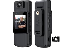 MAIGEVI 128GB WiFi Body Cameras with Audio and Video Recording - 2K 1440P Body Cam with 180° Rotatable Lens, 7Hrs Night Vision Video Recorder Wearable Camera, Bodycam for Security, Delivery, Running, Cycling