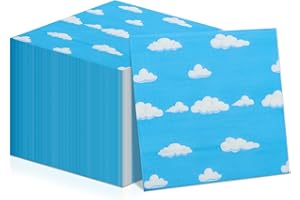 QUERICKY 100pcs Blue Napkins Disposable Story Paper Luncheon Napkins Set for Kids Birthday Party Baby Shower Party Supplies, 13'' x 13''