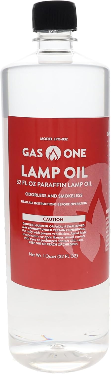 Oil Lamps & Accessories - Gas One Liquid Paraffin Lamp Oil – 32oz Clear Oil Lamp – Multifunctional Lamp Oil Smokeless Odorless Indoor Ideal for Lamps, Lanterns, Tiki Torch – Superior Seal and Safe Packaging