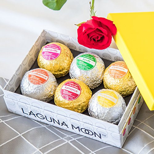 Lagunamoon Bath Bombs Gift Set,6 XL Natural Fizzy Handmade with Organic Essential Oils,Sea Salt,Shea Butter & Coconut Oil to Moisturize Skin,Relaxing Spa,Perfect Gift for Women & Kids