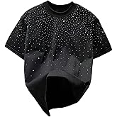 RoseSeek Men's Rhinestone T Shirts Glitter Crewneck Short Sleeve Casual Summer Tops Tee Shirt