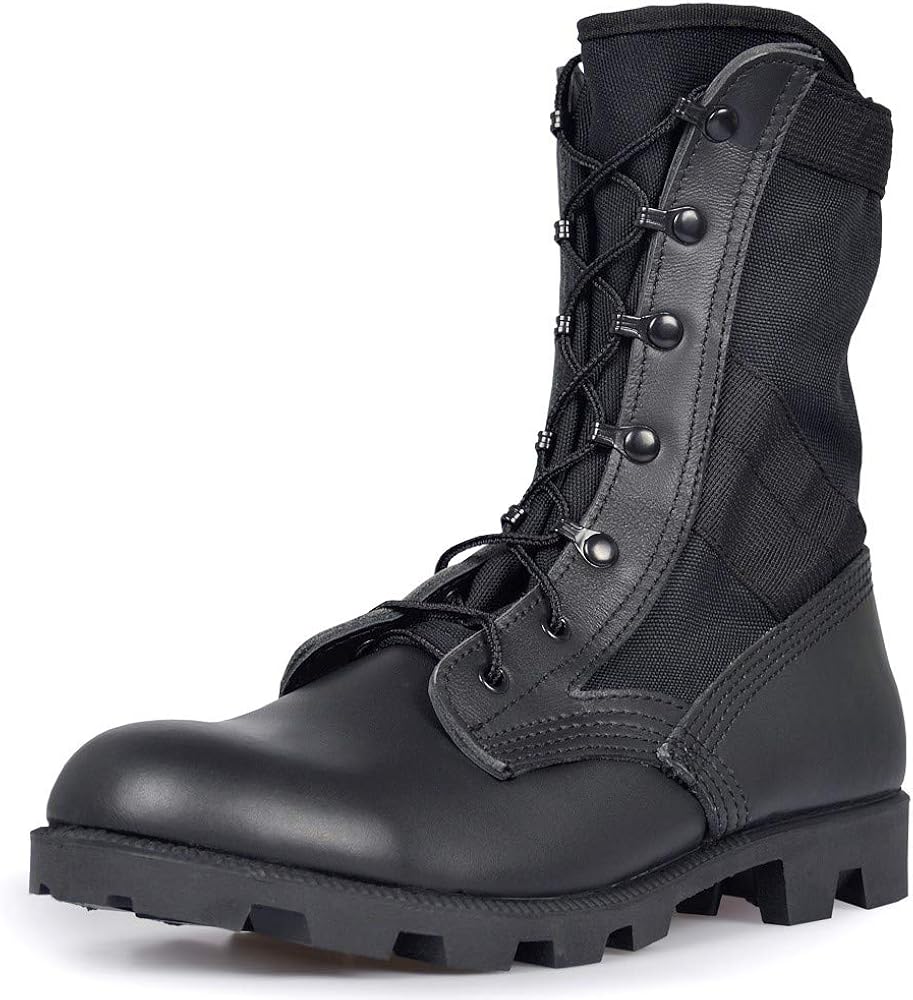 black leather jungle boots