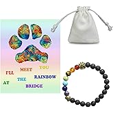 COZYMATE Rainbow Bridge Pet Memorial Gift Lava Bead Bracelet in Memory of Dogs Cats
