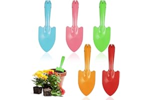 CODOHI Mini Colorful Trowel Metal Garden Hand Shovels, 5 pcs Garden Tools for Kids Teens Adults Soil Planting Sand Box