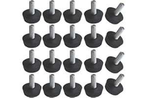 Holmgillick 20 pcs M6 Thread Adjustable Furniture Levelers Screw in Threaded, Galvanized Steel Screw Foot Levelers Screw On Furniture Glide Leveling for Table, Chair, Furniture Legs