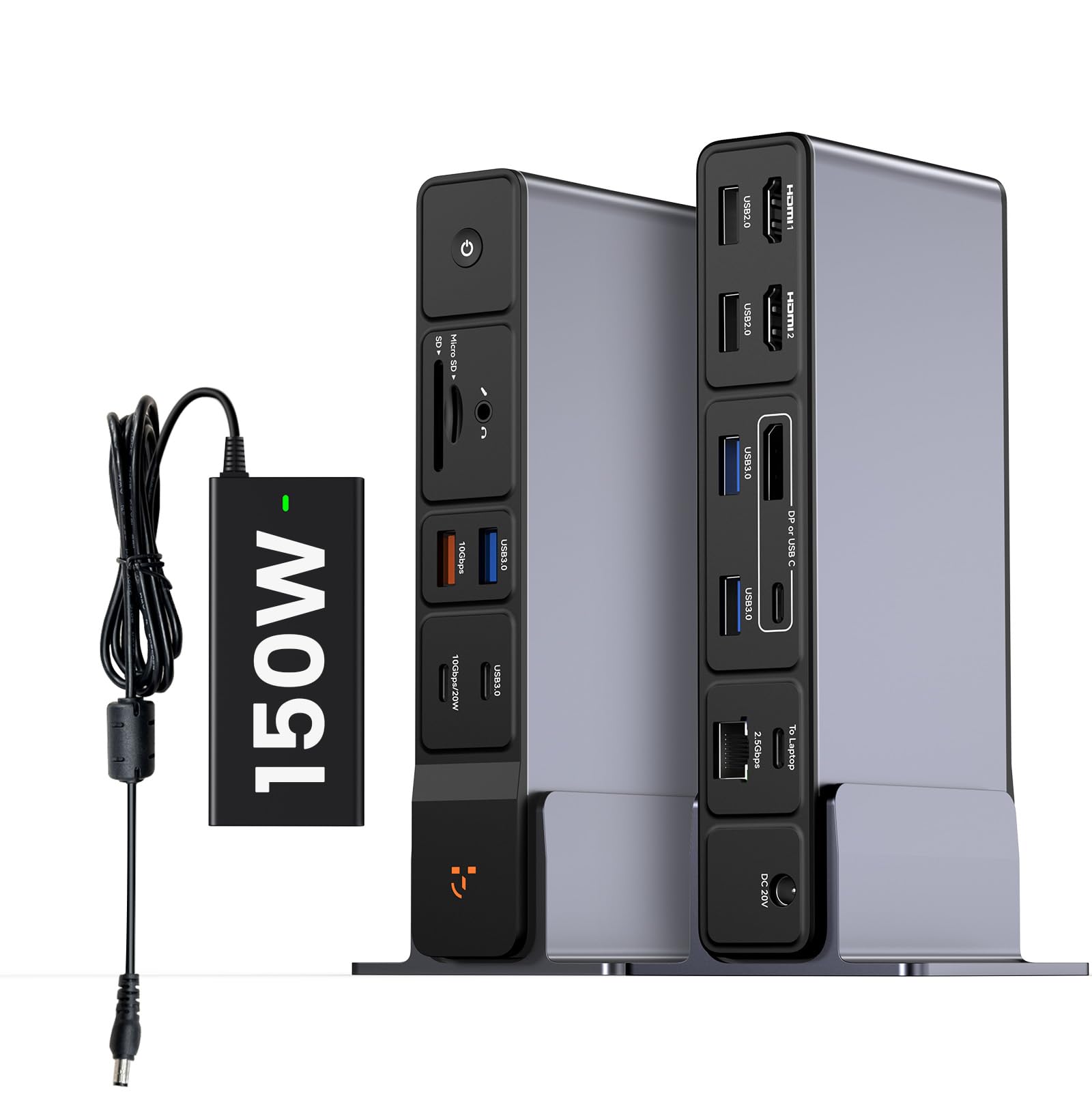 Photo 1 of TobenONE USB C Docking Station 3 Monitors, 18-in-1 Triple 4K Display, 150W Power Adapter with 20W Fast Charging, 8 USB Ports up to 10Gbps, 2 HDMI/DP/USB C, for Windows/Chrome OS
