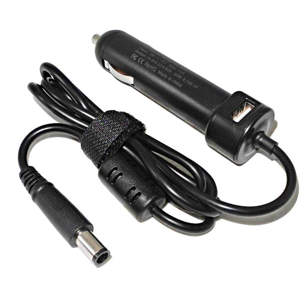 XITAIAN 19.5V 4.62A 90W 7.4X5.0mm Car Adapter Charger Replacement for Dell Latitude E6320 E6330 E6400 E6410 E6420 E6430 5.1V 2.1A USB Port