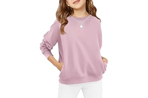 Haloumoning Girls Long Sleeve Sweatshirts Kids Casual Crewneck Loose Fit Pullover with Pockets 5-14 Years