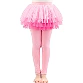 Auranso Little Girls Footless Leggings Pants with Lace Ruffle Tutu Skirt 2-12Y